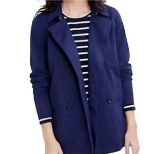 J. Jill Double Breasted Navy Blue Cotton Pea Coat Jacket Women's Size Medium